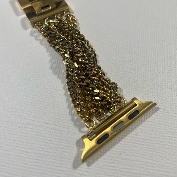Posh Tech Gold Stainless Steel Multi-Chain Link Band for Apple Watch - Picture 6 of 8